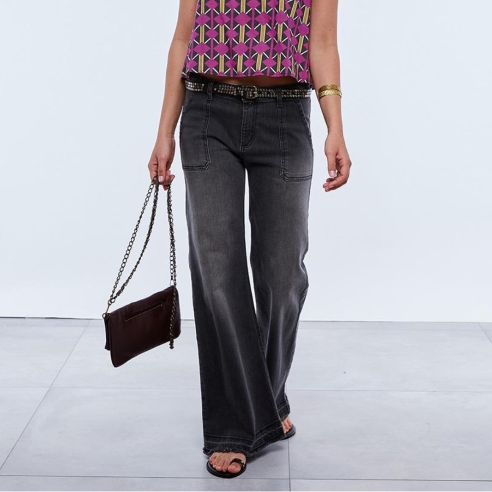 renatta & go dark gray worker jeans